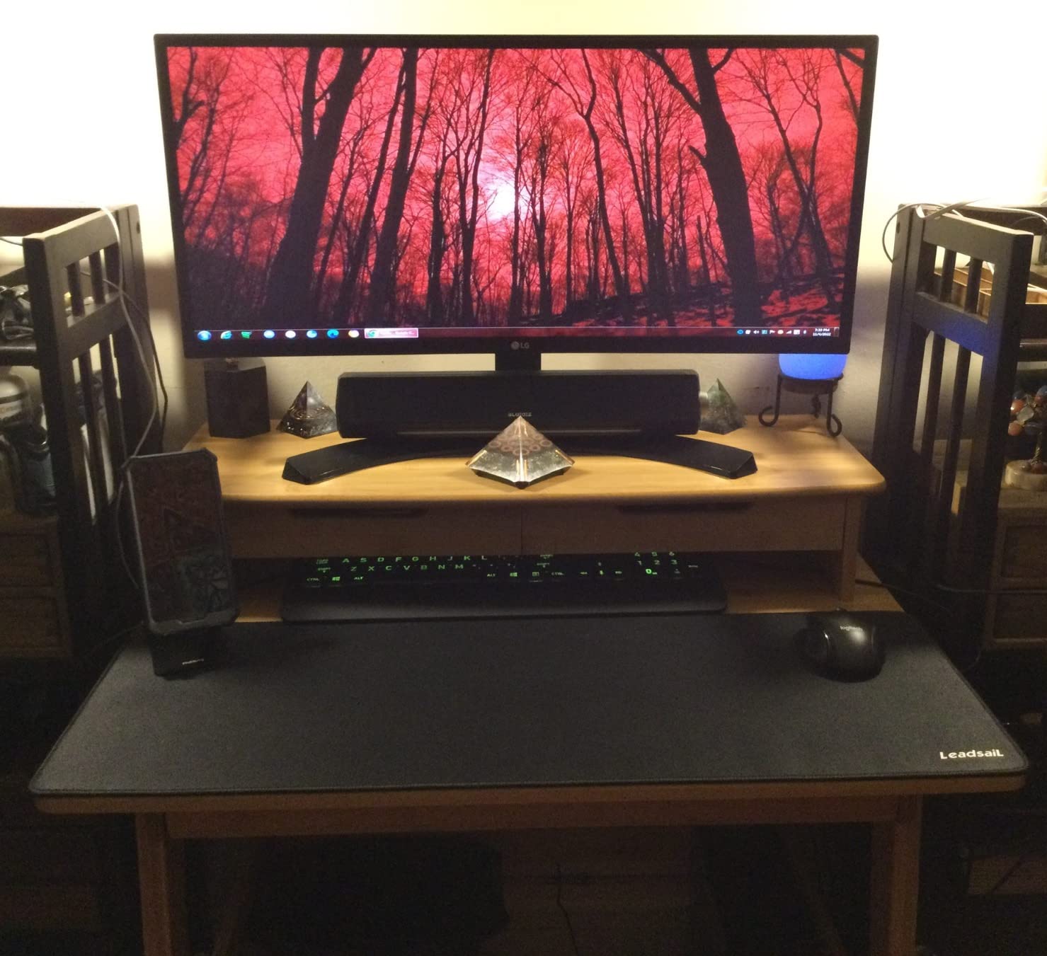 Dicunoy Writing Desk with Drawer, 31 Inch Bamboo Computer Desk with Storage customer photo 1