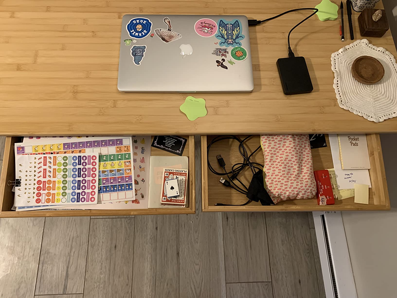 Dicunoy Writing Desk with Drawer, 31 Inch Bamboo Computer Desk with Storage customer photo 2