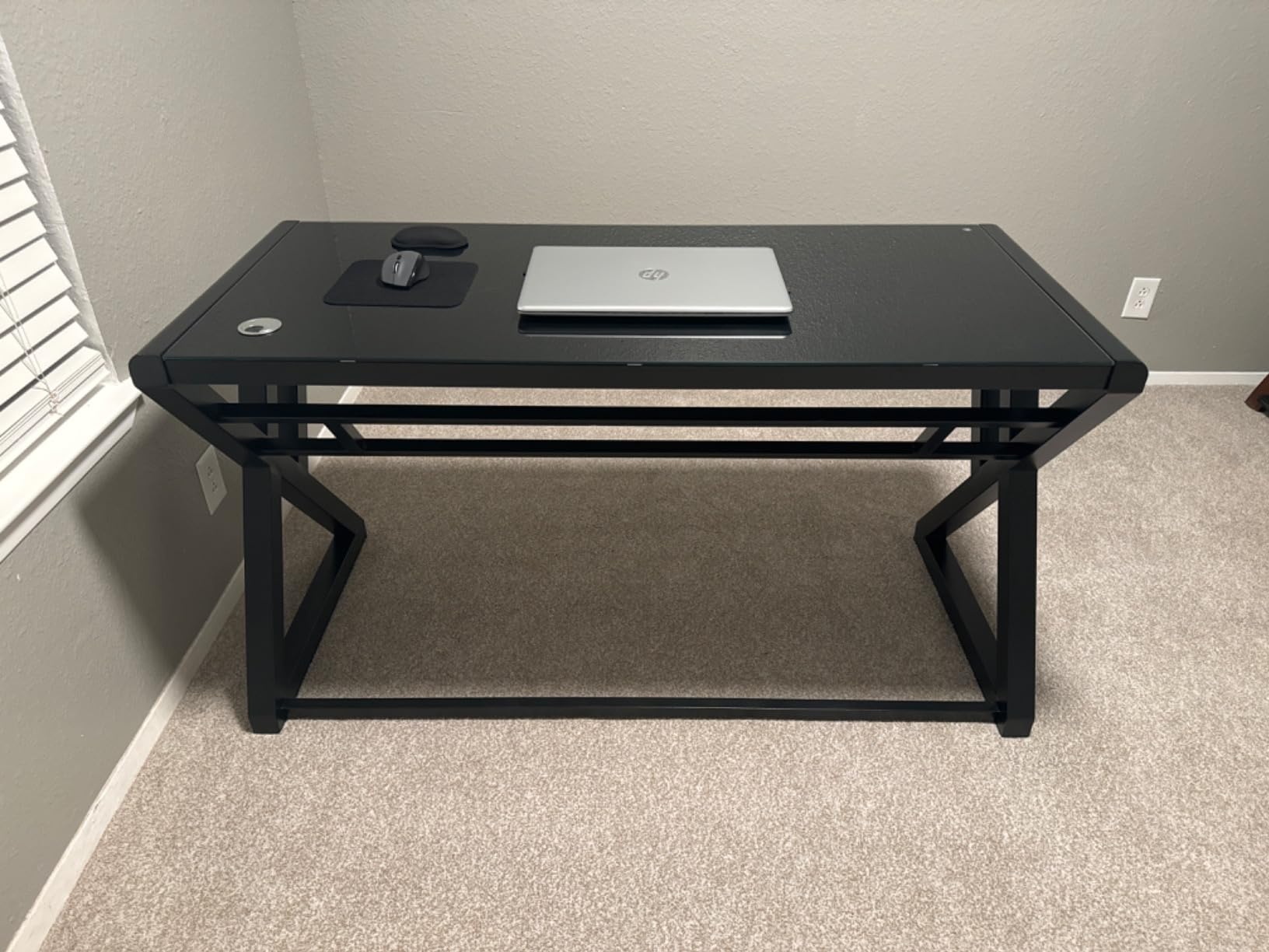 SAMERY Computer Desk Home Office Desks, 55.1 Inch Modern Simple Office Black Glass Desk Computer Table Study Gaming Writing Desk, Fashion Strength Tempered Glass Office Laptop Desk customer photo 1