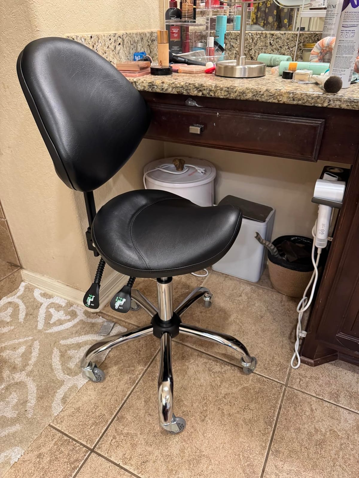 Kastele Saddle Chair Rolling Saddle Stool with Back Support, Esthetician Chair Ergonomic Saddle Chair for Dental Hygienist, Doctor, Medical, Salon customer photo 2