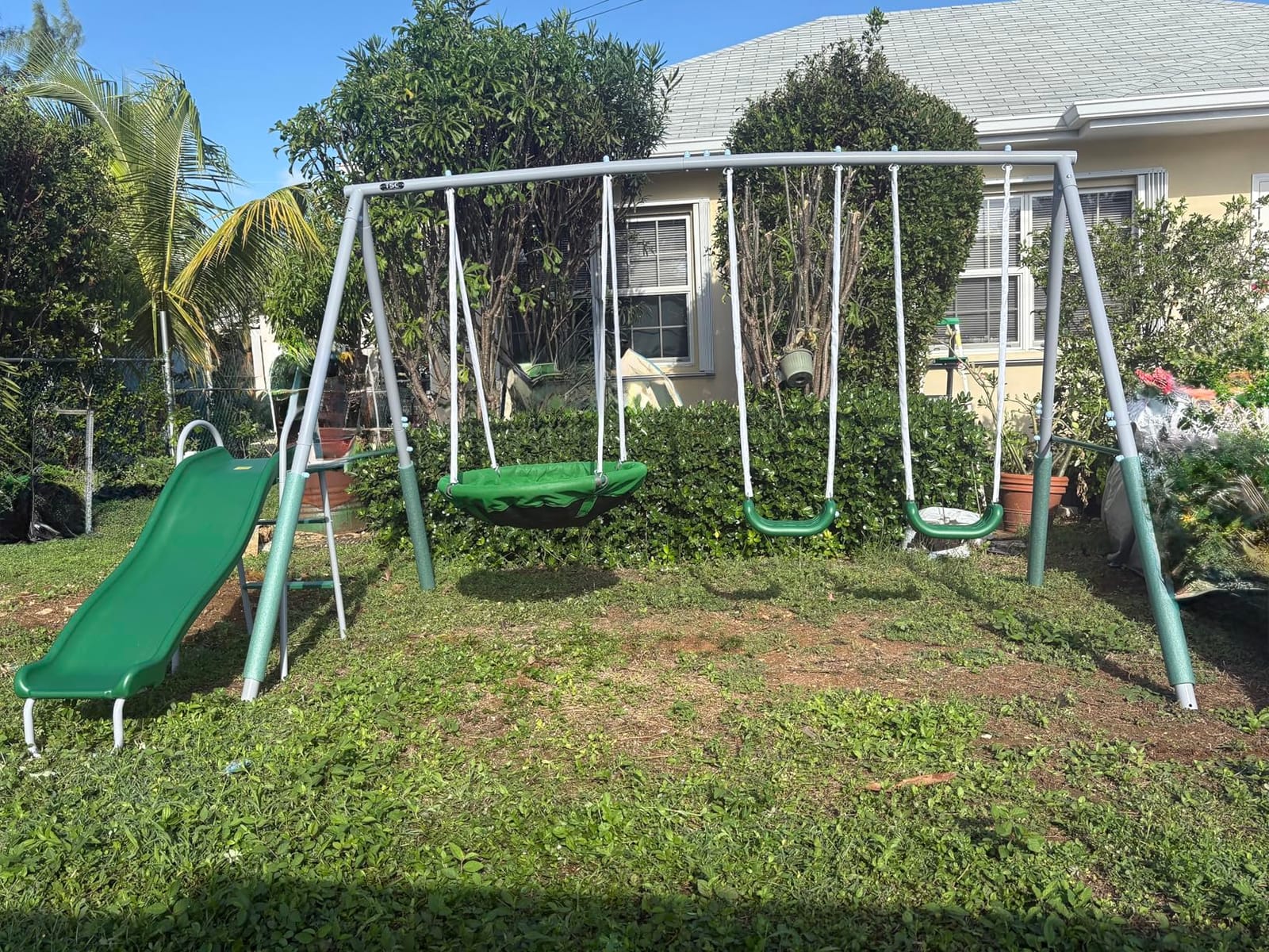 Sportspower Northridge Metal Swing Set, 500 lb Capacity, 3in Saucer, 2 Blow-Molded Swings, on 5ft Slide, Durable 6ft Frame, Outdoor Backyard Playset for Kids Aged 3–8 customer photo 2
