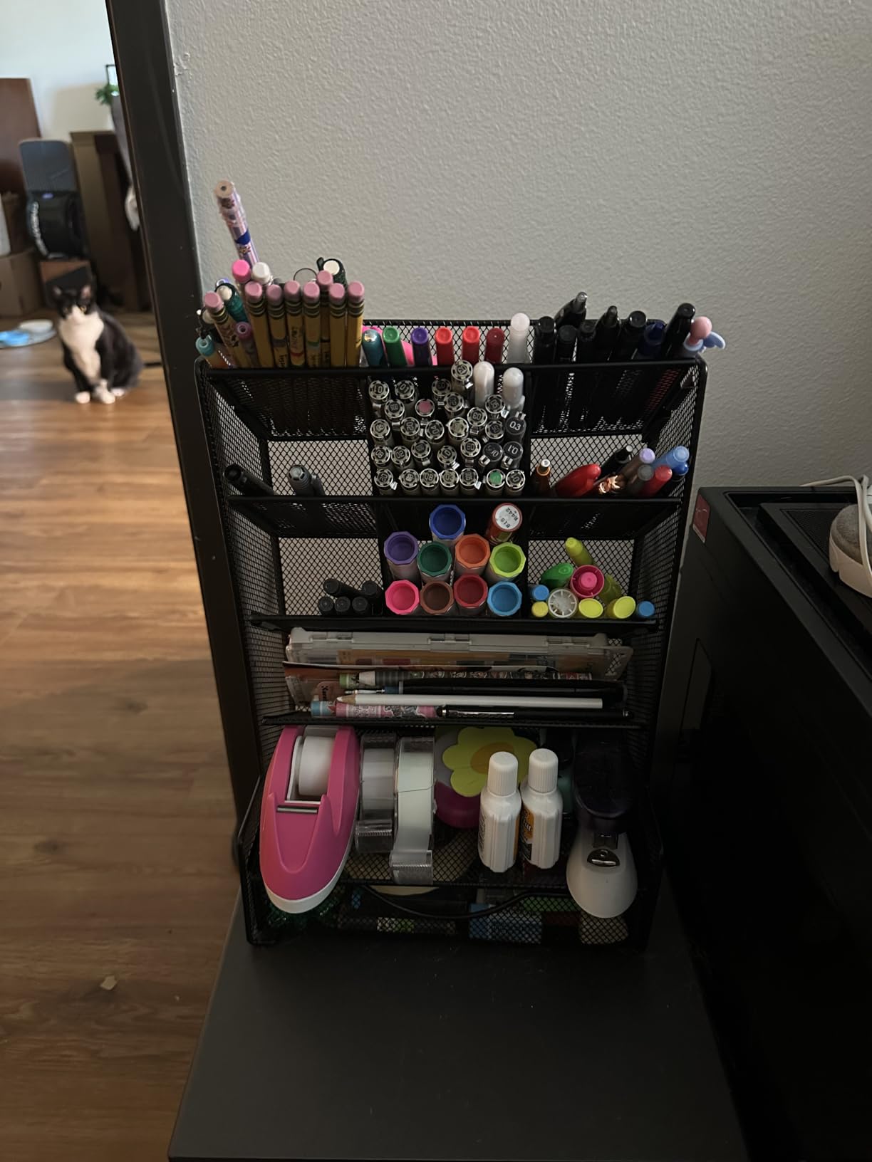 BOHDK Pen Organizer for Desk, Multi-Functional Desk Organizer, Wall Mount Pen Holder with Drawer for School, Office, Home, Art Supplies, Black customer photo 1