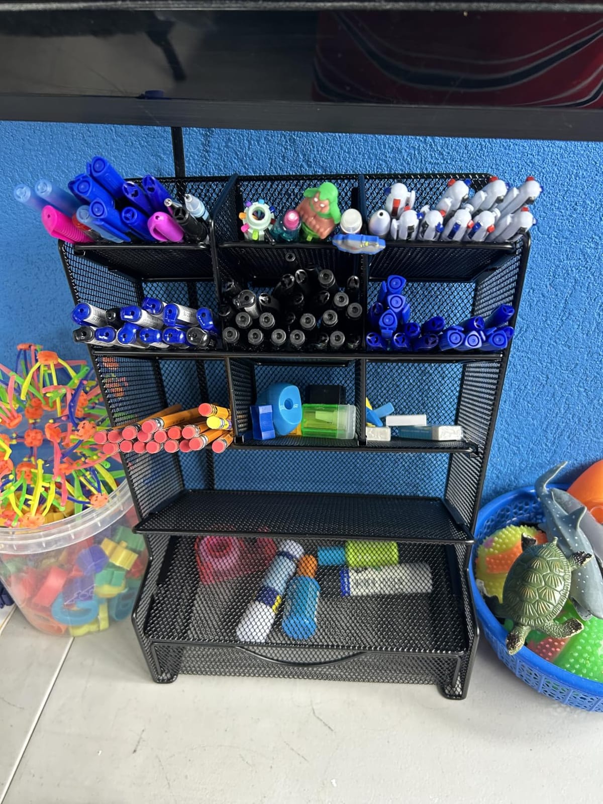 BOHDK Pen Organizer for Desk, Multi-Functional Desk Organizer, Wall Mount Pen Holder with Drawer for School, Office, Home, Art Supplies, Black customer photo 2
