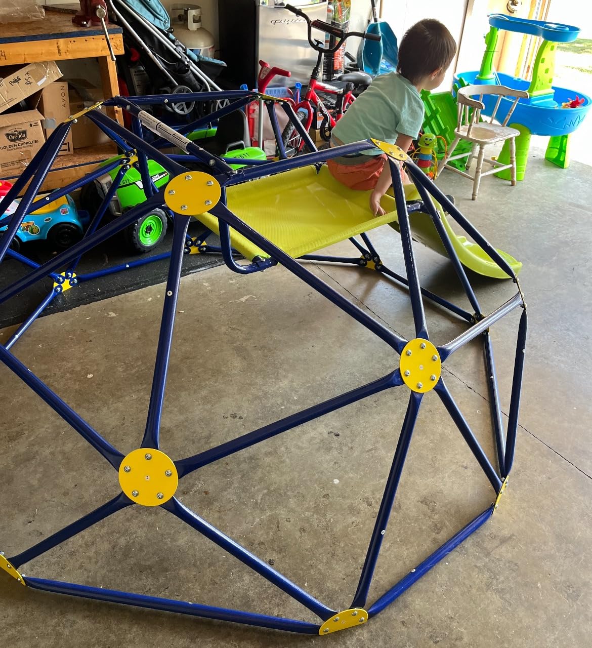 Costzon Climbing Dome with Slide for Kids, 8FT Kids Jungle Gym Monkey Bar Climbing Toys for Outdoor, 2 in 1 Indoor Geometric Dome Climber Playground Set for 3-8 Boys Girls Toddlers Backyard Gifts customer photo 1