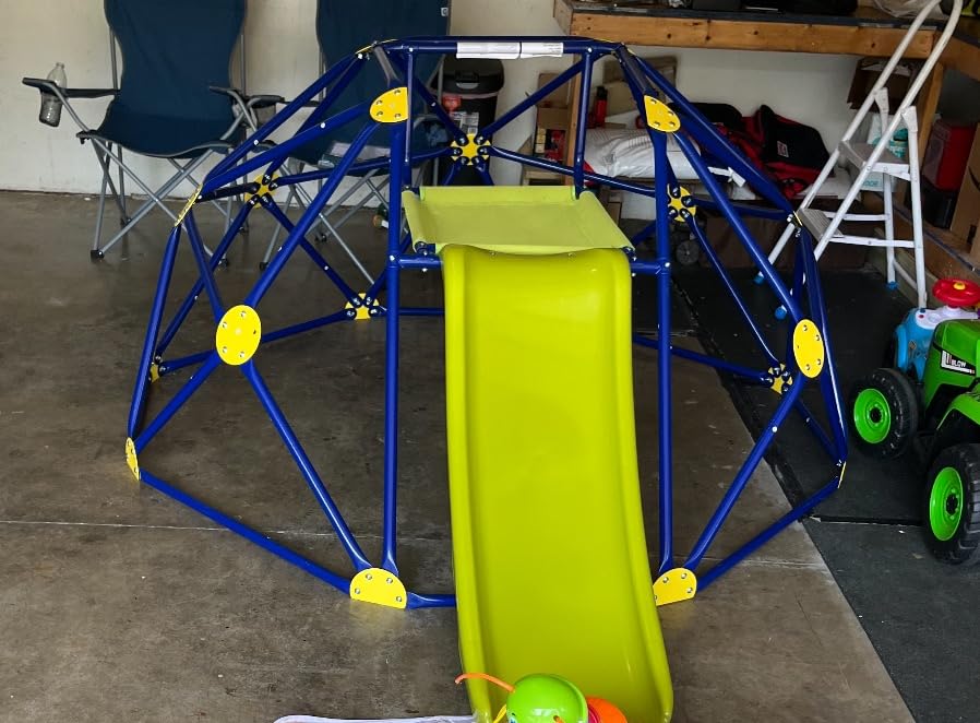 Costzon Climbing Dome with Slide for Kids, 8FT Kids Jungle Gym Monkey Bar Climbing Toys for Outdoor, 2 in 1 Indoor Geometric Dome Climber Playground Set for 3-8 Boys Girls Toddlers Backyard Gifts customer photo 2