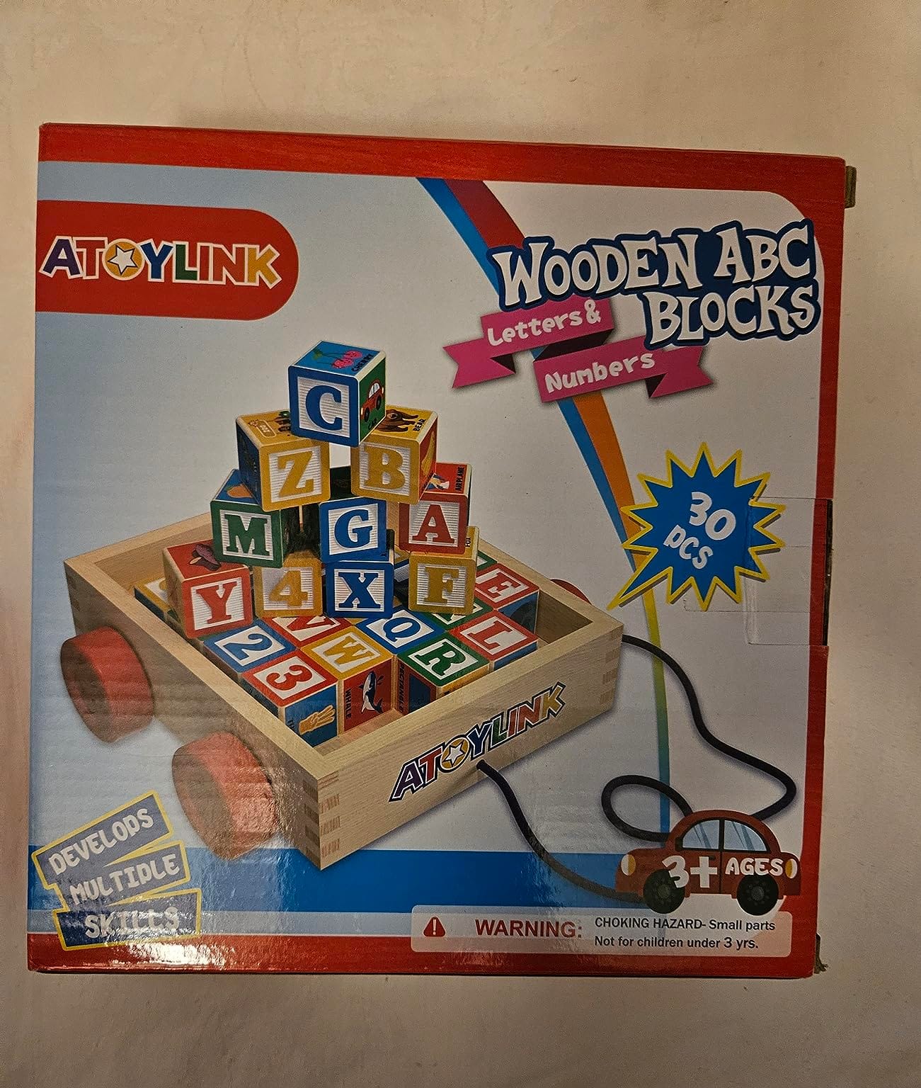Atoylink ABC Wooden Building Blocks for Toddlers 1-3, 30 Pcs Alphabet & Number Stacking Toys with Storage Pull Toy Car Learning & Education Montessori Toys for 1 2 3 Year Old Baby Boy Girl Gifts customer photo 1