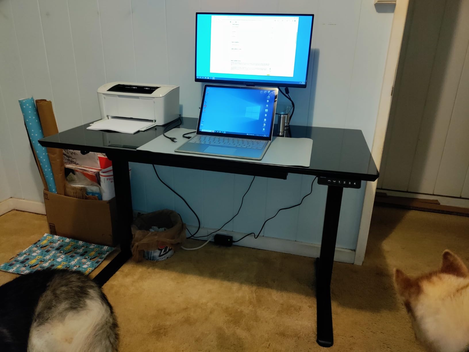 INNOVAR Glass Standing Desk with Drawers 48×24 Inch Super White customer photo 1