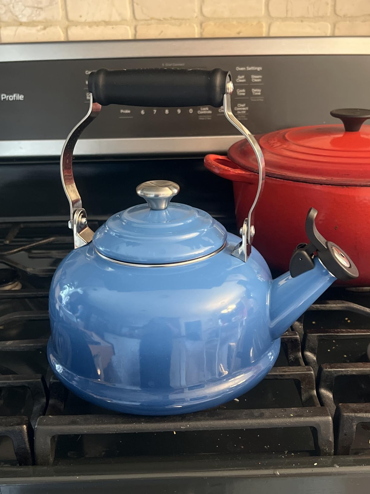Le Creuset Enamel On Steel Whistling Tea Kettle, 1.7 qt., Cerise customer photo 1