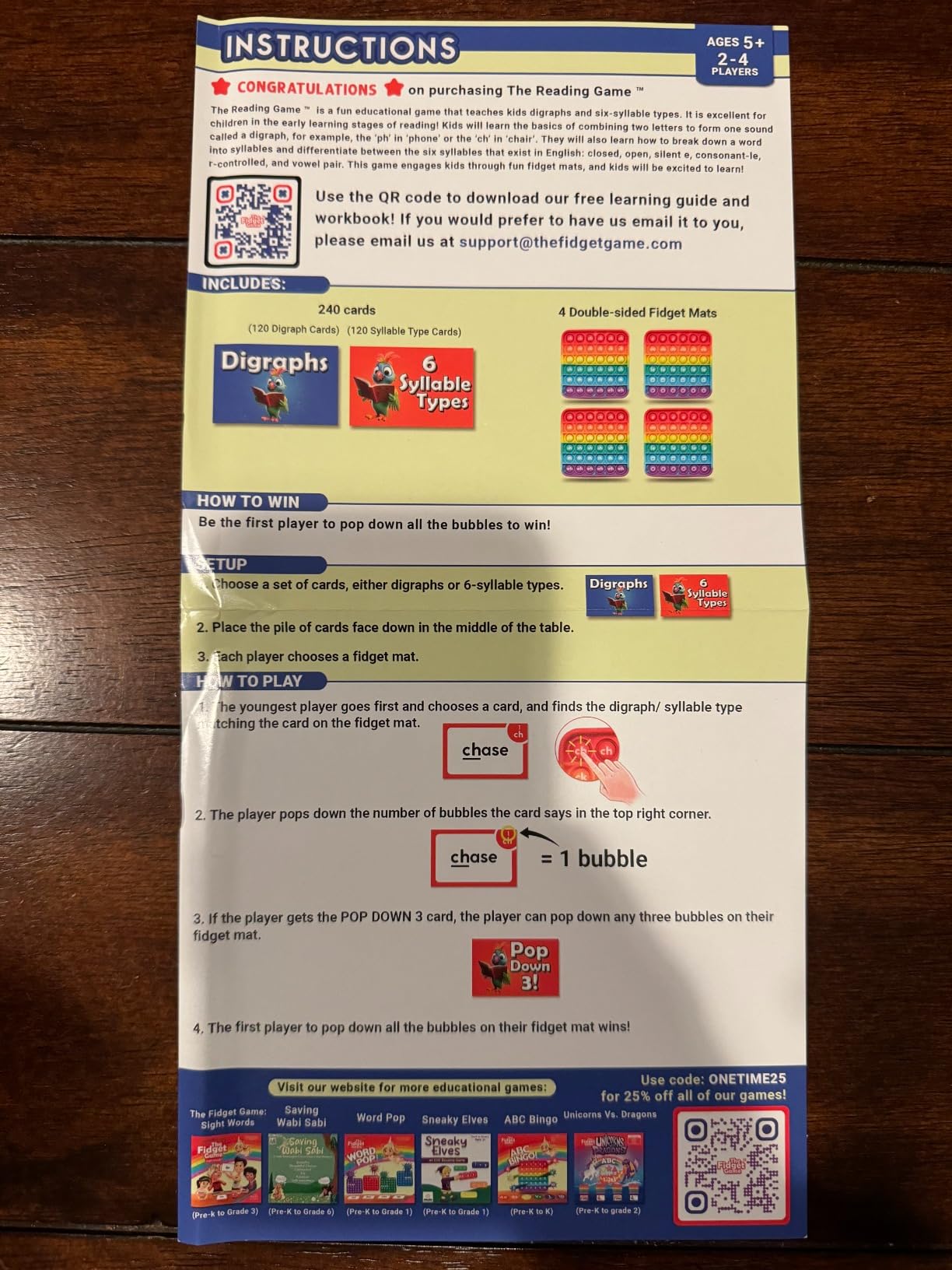 THE FIDGET GAME Science of Reading Flash Cards & Popping Mats - Master Digraphs & Syllables - Engaging Educational Kit for Dyslexia & Young Readers, Grades 1-3 customer photo 1
