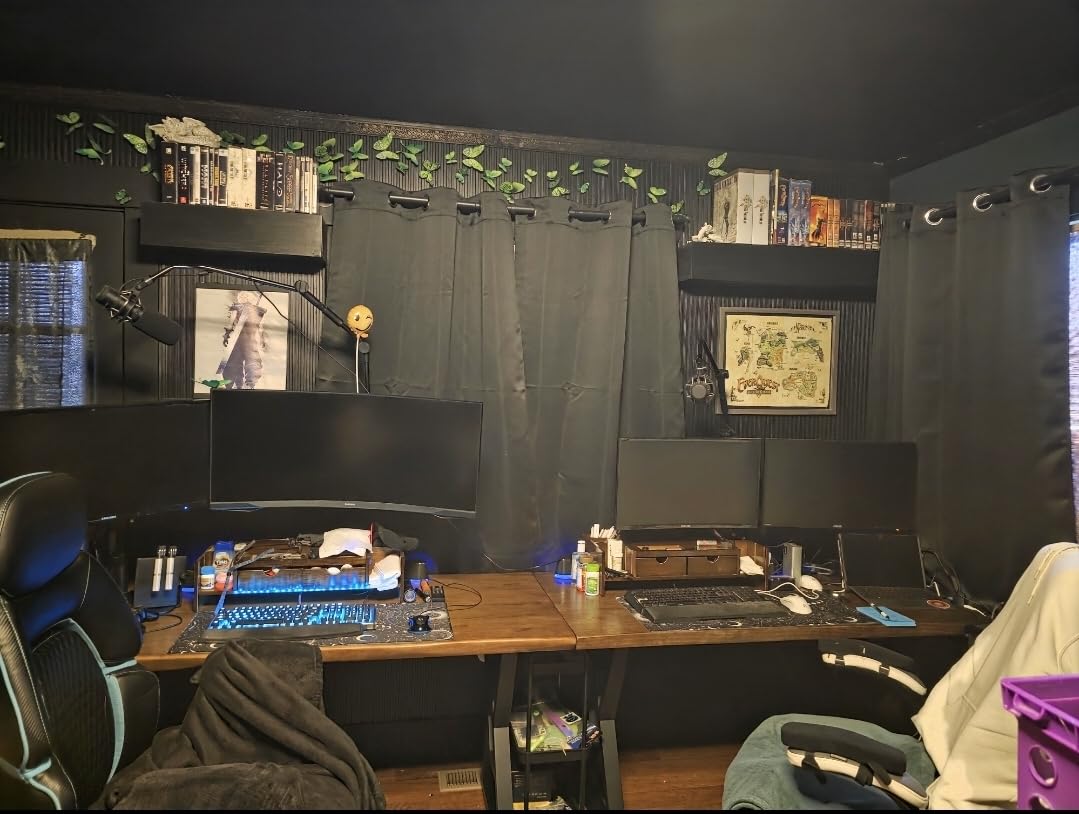 55 Inch Real Wood Desk for Home Office, Solid Pine Writing Desk with Natural Live Edge, Rustic Computer Desk with Industrial Metal Legs, Large Workstation Table for Study, Gaming and Dining customer photo 2