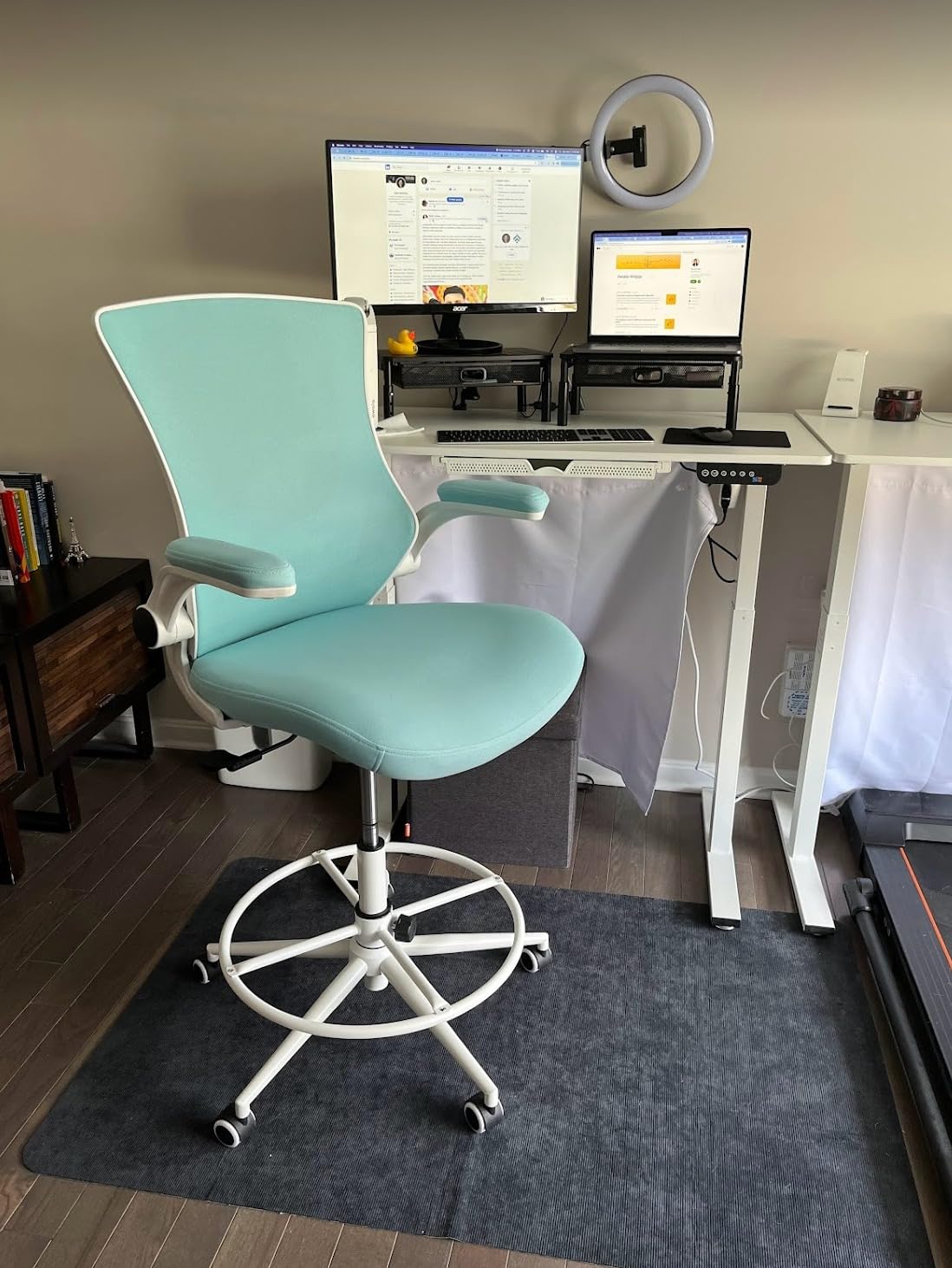 Misolant Tall Office Chair for Standing Desk, Drafting Chair with Footrest Ring, PU Leather Recline High Office Tall Desk Chair with Adjustable Lumbar Support customer photo 2
