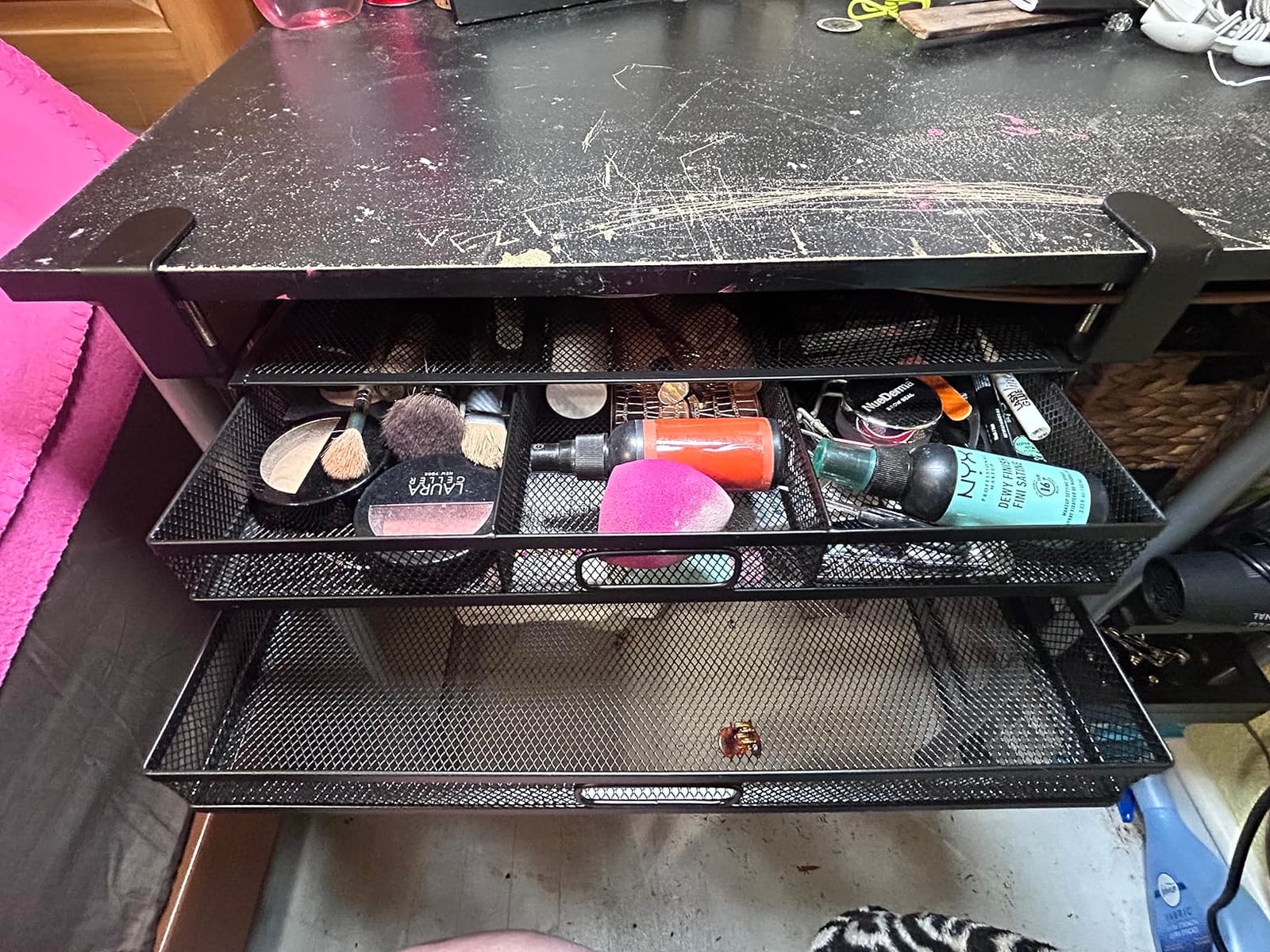 Under Desk Drawer Organizer Clamp-On, Mesh Metal Attachment, 1 Drawer Slide Out, On or Under Desk Organizer for Office Supplies & Home Essentials customer photo 1