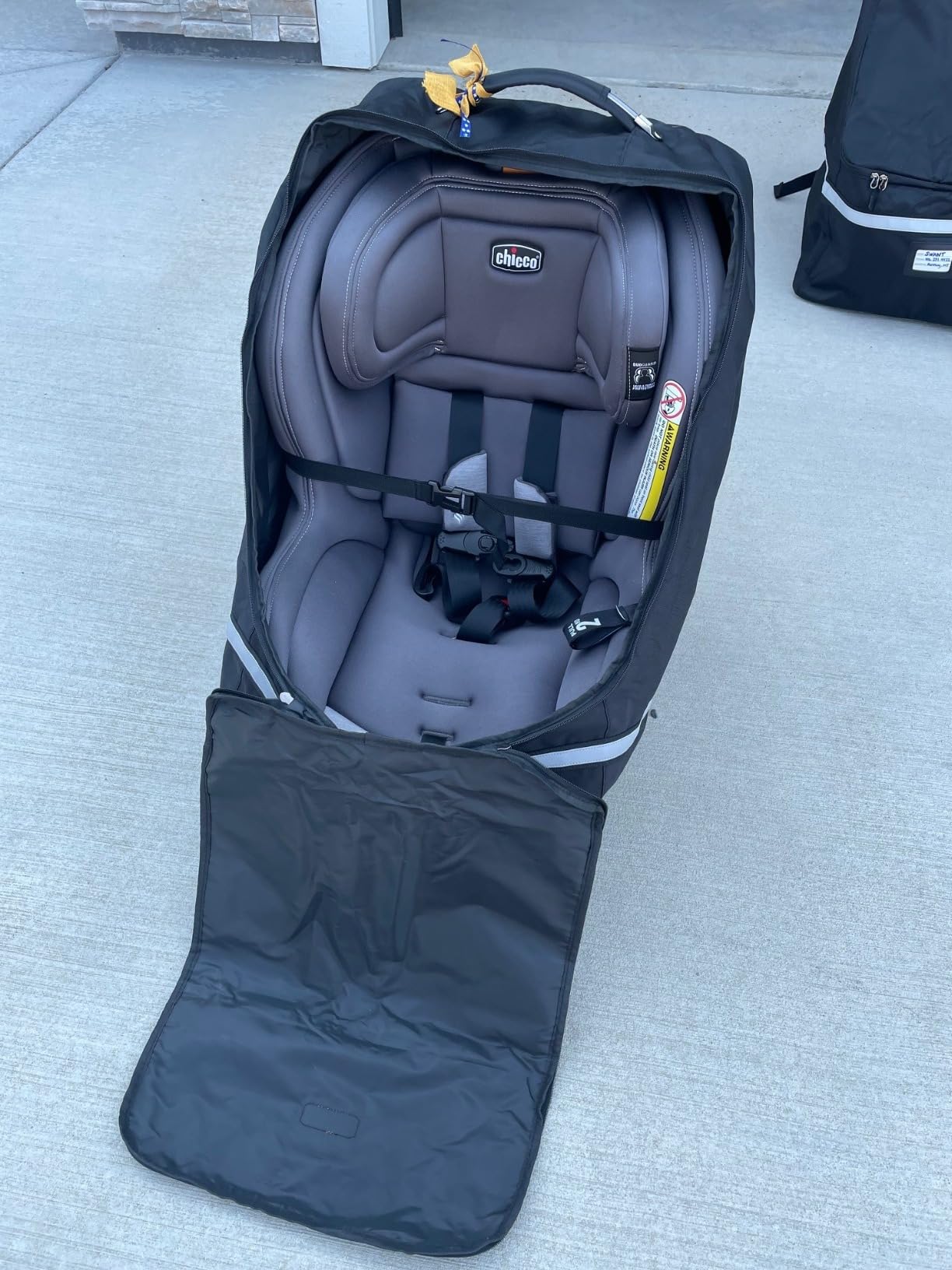 Car Seat Travel Bag,Padded Car Seats Backpack with Steel Cable Handle and Reflective Stripes, Large Durable Carseat Carrier Bag,Airport Gate Check Bag,Infant Seat Travel Bag with Shoulder Strap,Black customer photo 2