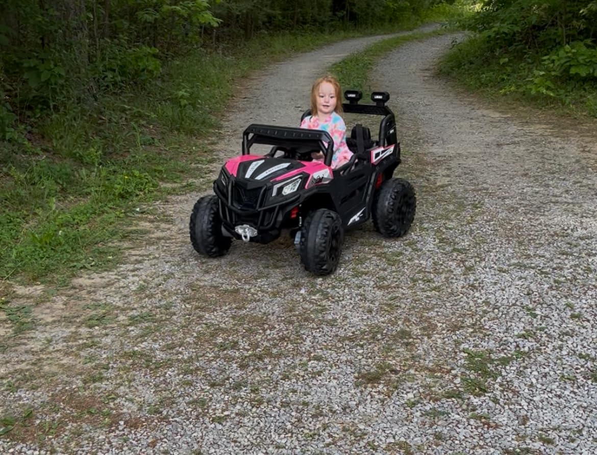 ANPABO 24V Ride On Toys for Kids w/Remote Control, 4WD/2WD Switchable, Pink customer photo 2