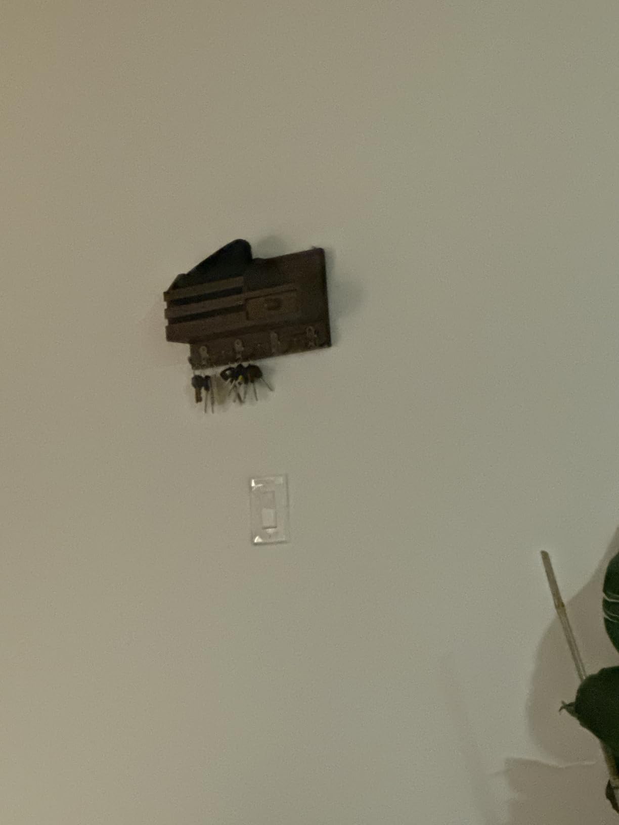Key Holder Wall Mount, Wooden Key and Mail Organizer, Black customer photo 1