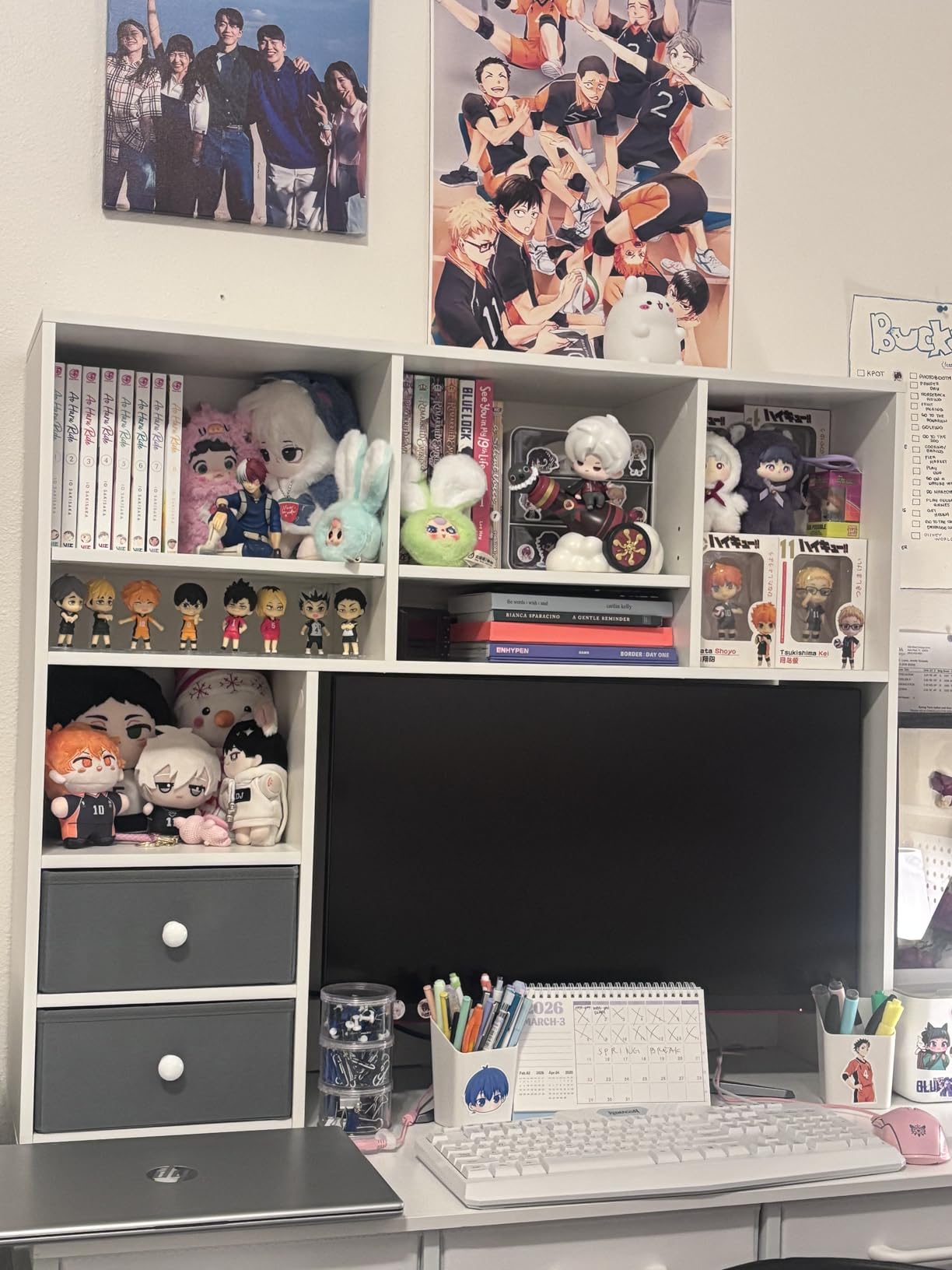REIBII Desktop Bookshelf, 8 Shelves Desk Hutch for Dorm Room, White customer photo 2