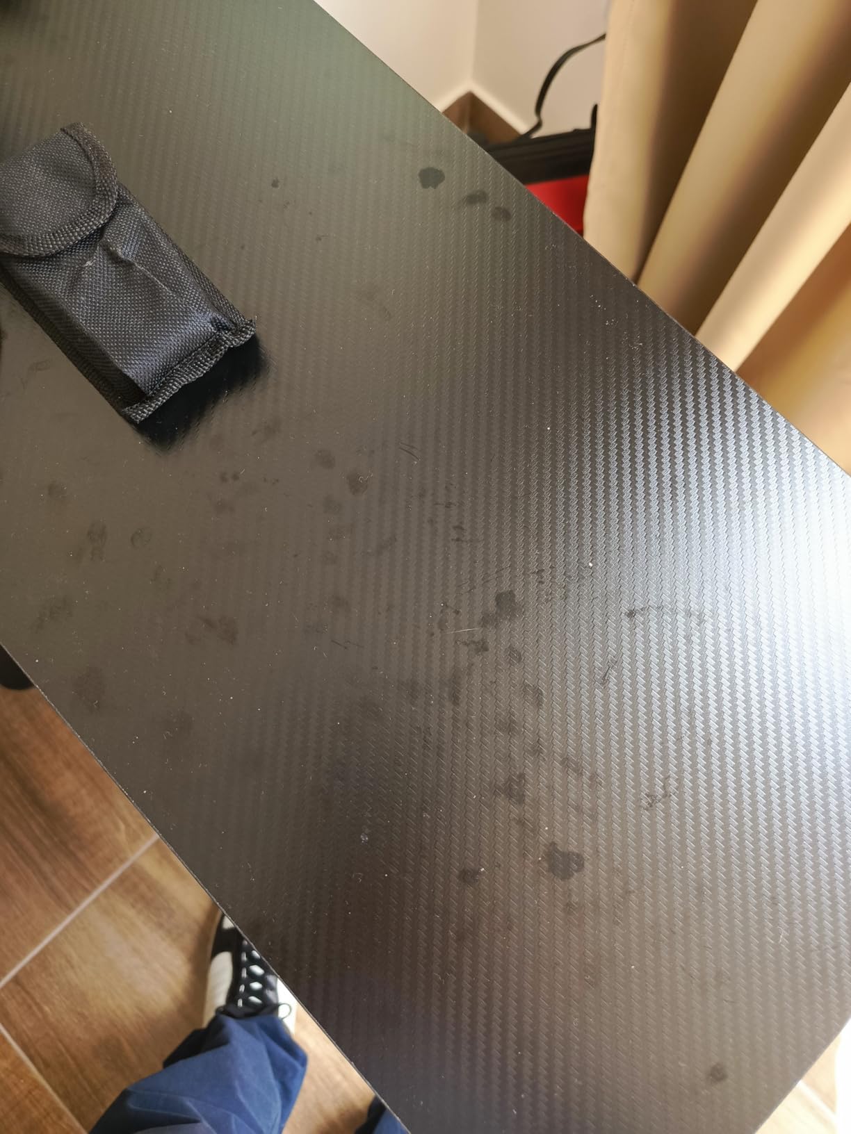 ODK 40 Inch L Shaped Gaming Desk with LED Lights, Power Outlets, Black customer photo 1