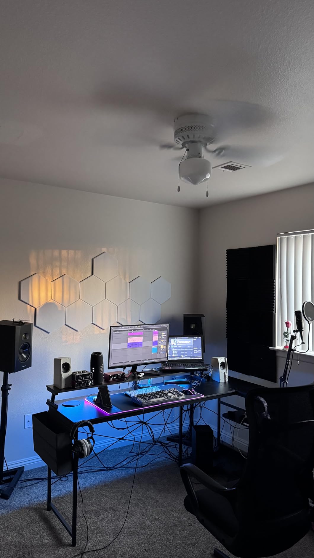 ODK 40 Inch L Shaped Gaming Desk with LED Lights, Power Outlets, Black customer photo 2