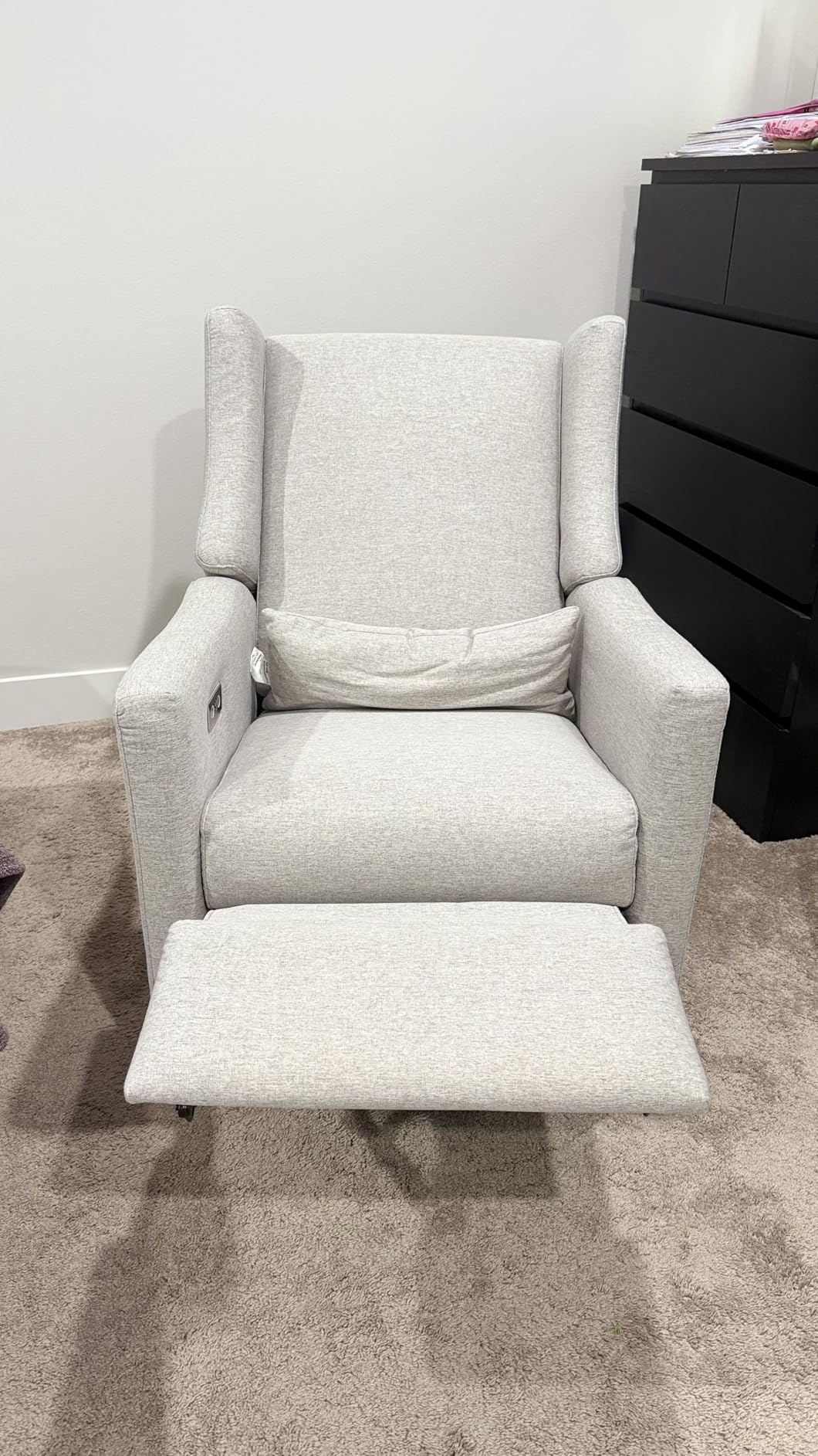 babyletto Kiwi Electric Recliner Glider - Almond Teddy Loop customer photo 1