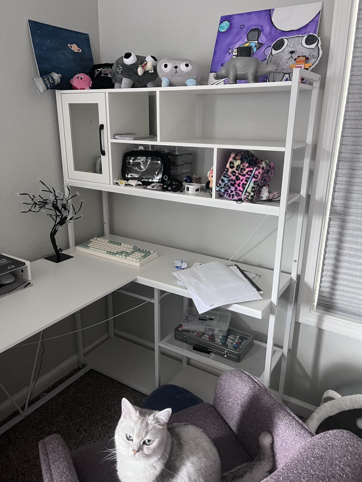 SEDETA 58'' L Shaped Computer Office Desk with 3 Drawers and Bookshelf customer photo 1