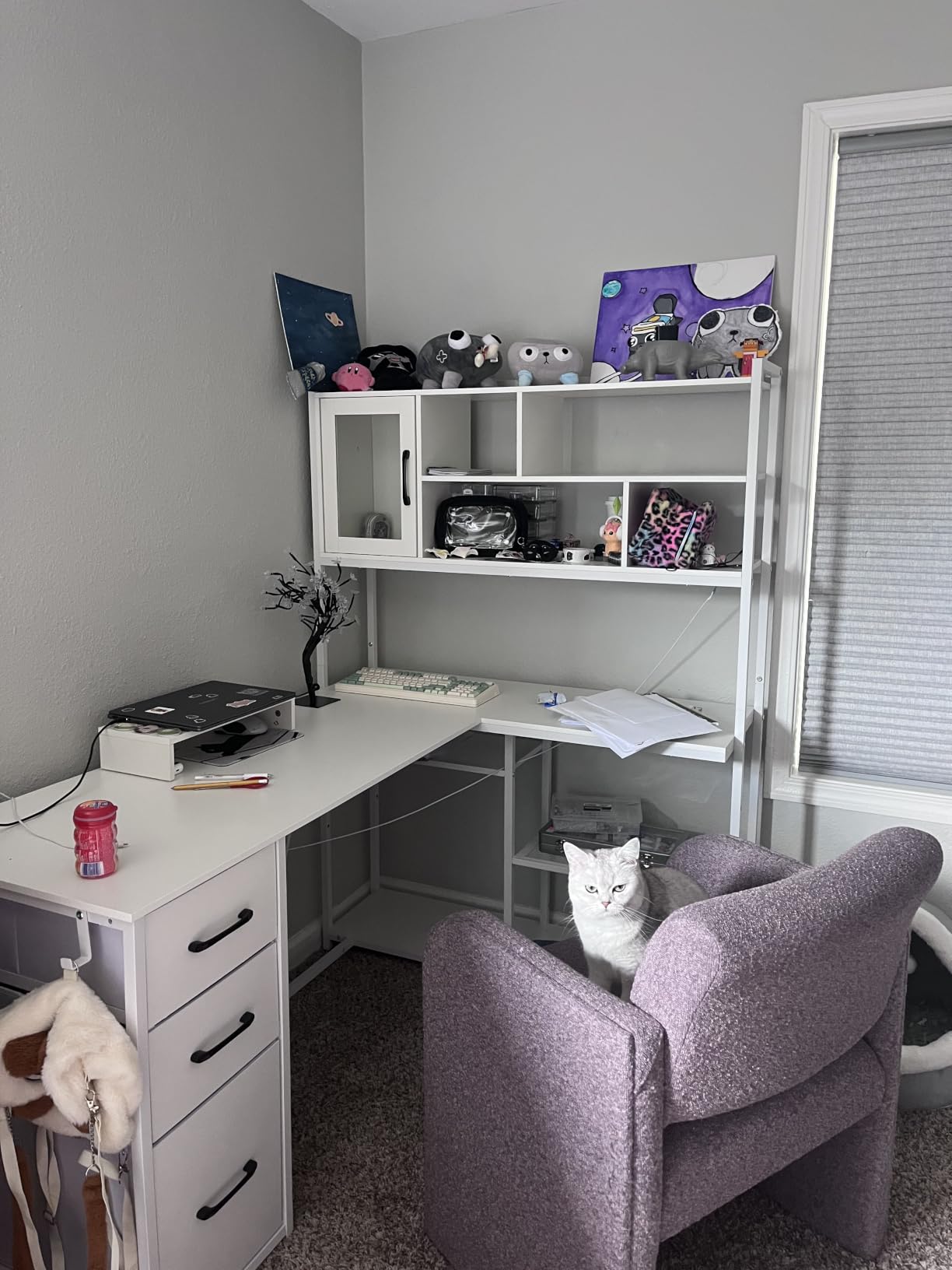 SEDETA 58'' L Shaped Computer Office Desk with 3 Drawers and Bookshelf customer photo 2
