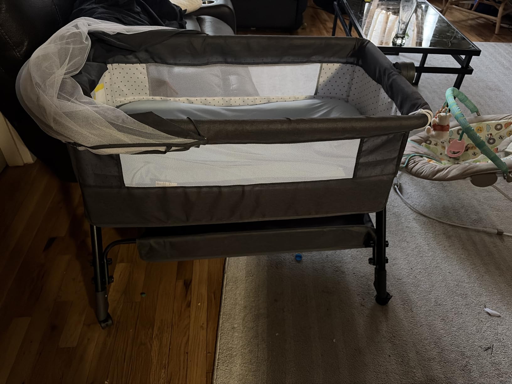 BCOL Baby Bassinet Sleeper, Adjustable Baby Crib, Rocking Bassinets Bedside Sleeper, Easy to Fold Portable Crib Side Bassinet with Breathable Mesh and Wheels (Pink) customer photo 2