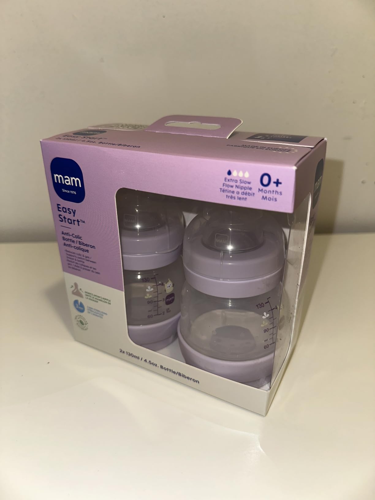 MAM 4.5oz Easy Start Anti-Colic+ Vented Baby Bottle, 0+ Mths, 2 Pk, Unisex customer photo 2