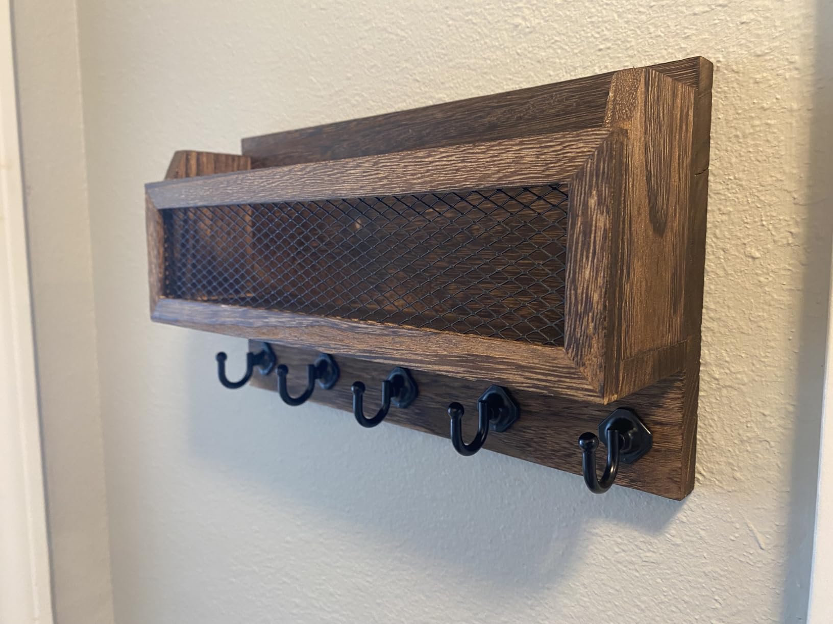 Nekon Mail and Key Holder for Wall Decorative, 11 Inch Mail Holder, Brown customer photo 1