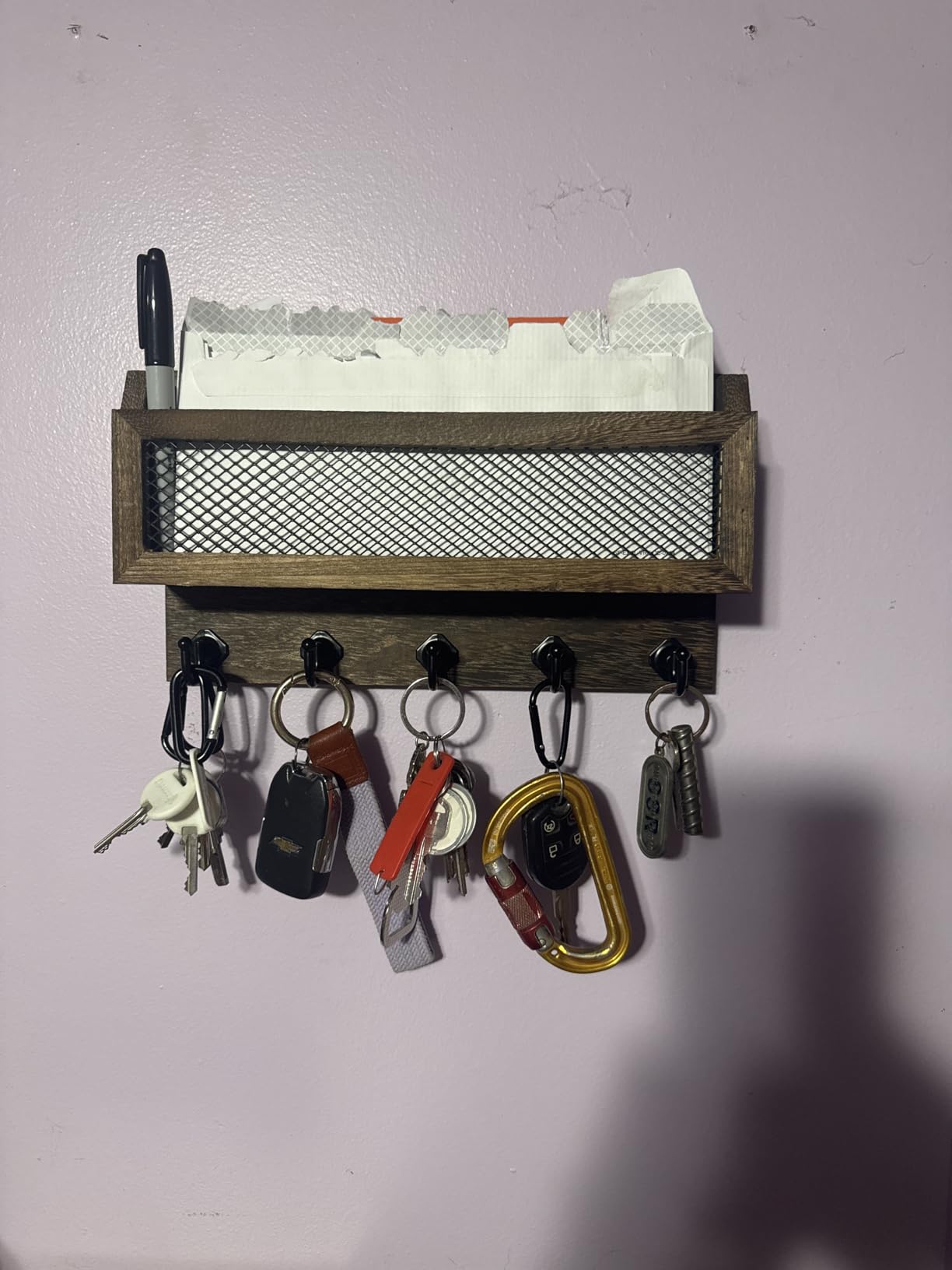 Nekon Mail and Key Holder for Wall Decorative, 11 Inch Mail Holder, Brown customer photo 2