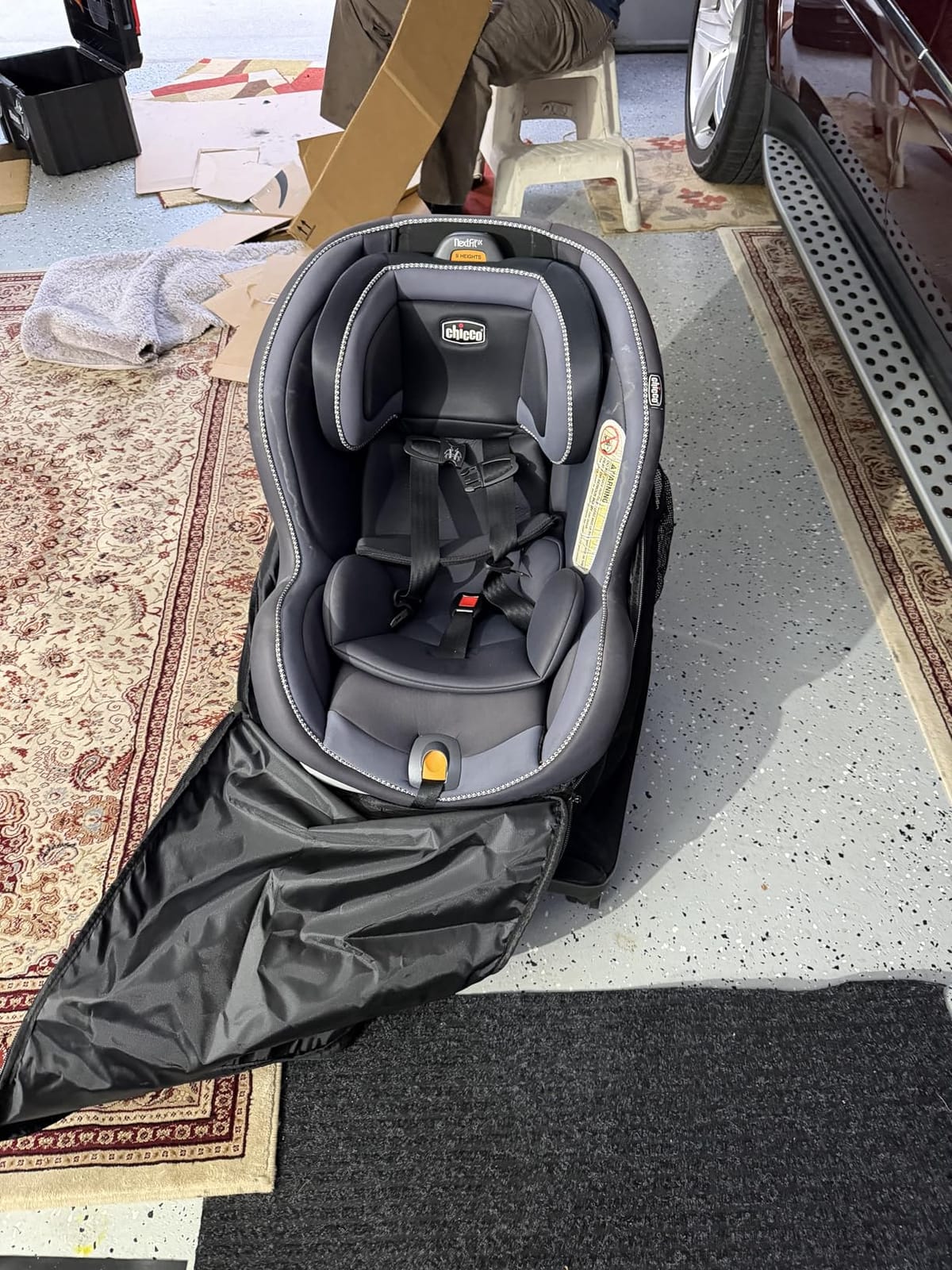 TUGUAN Car Seat Travel Bag for Airplane with Spinner Wheels, Infant Car Seat Bags for Air Travel with Hard Bottom, Padded Car Seat Backpack, Large Car Seat Storage Bag for Airport Check, Brown customer photo 2