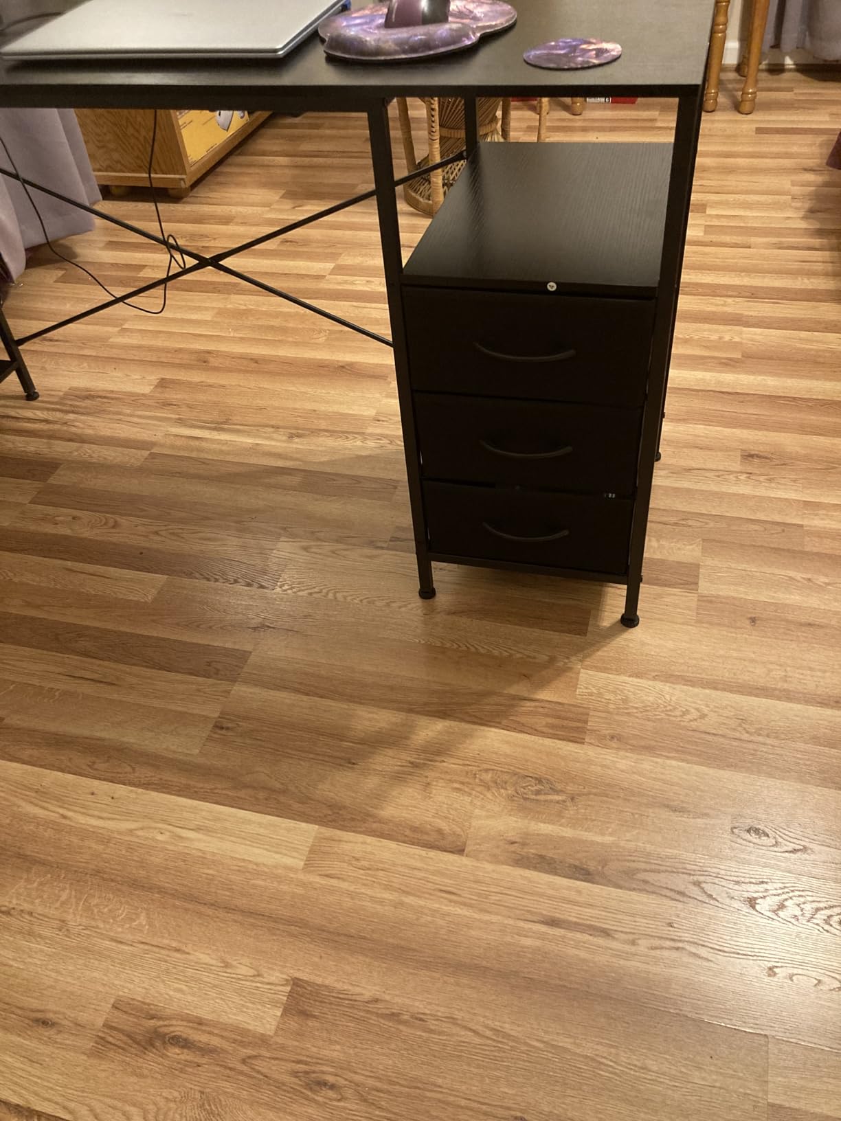 Huuger L Shaped Office Desk with Power Outlets & 3 Drawers customer photo 2