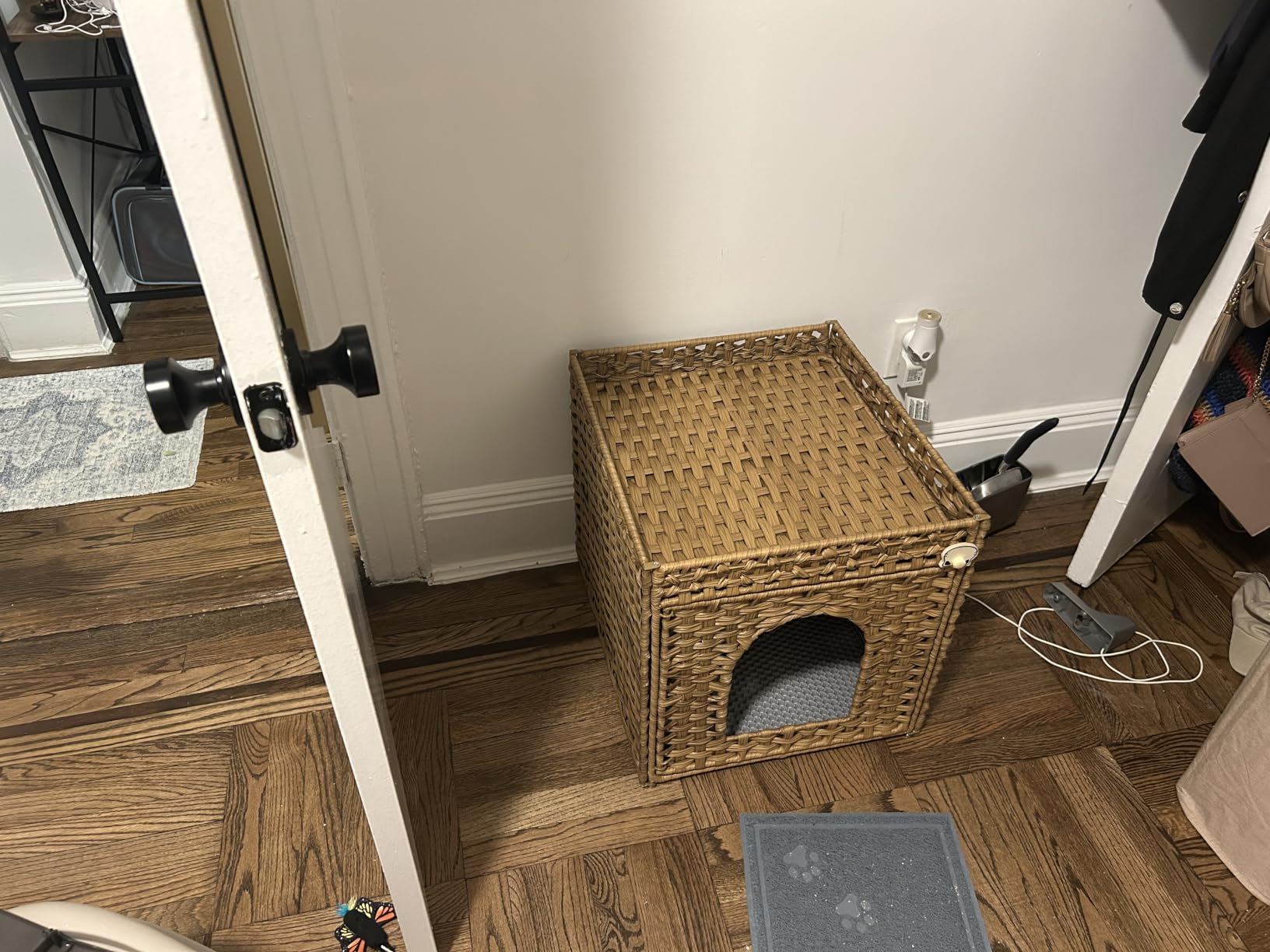 SETVSON Cat Litter Box Enclosure Furniture, Hidden PE Rattan, Natural customer photo 2