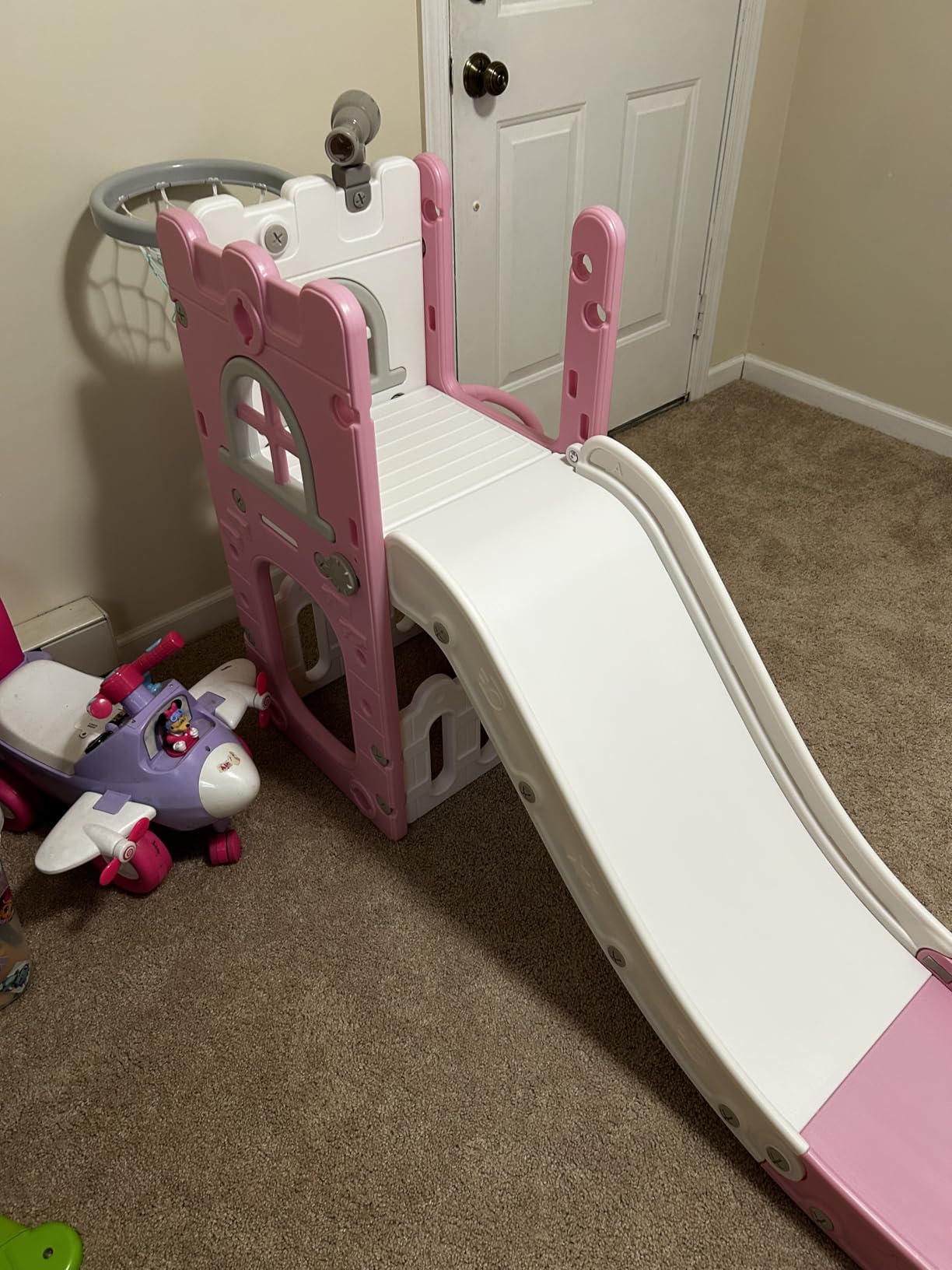 LulliSpace 6 in 1 Toddler Slide,Kids Climber Slider for Indoor Outdoor Playground with Basketball Hoop,Storage and Telescope,L Shaped Slide for Toddler Climber Playset customer photo 2