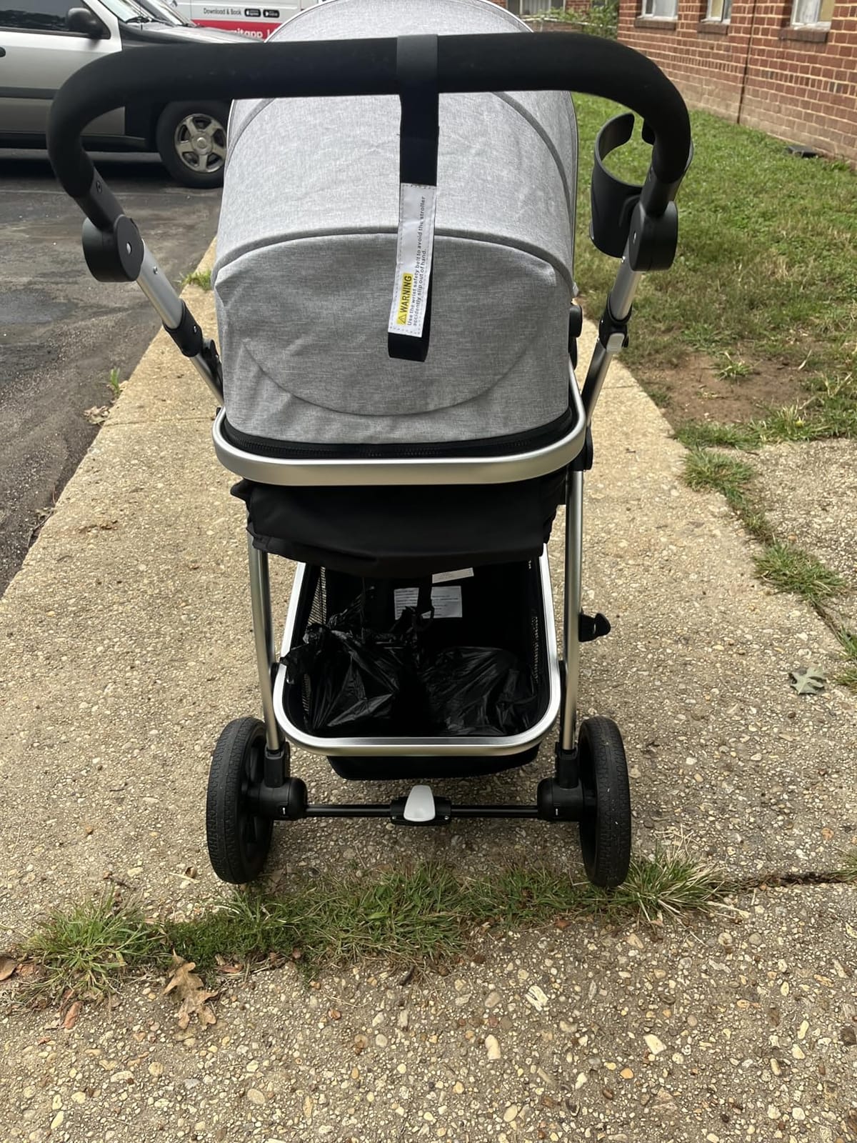 Baby Stroller, 2-in-1 Reversible Toddler Seat with Lie-Flat Mode, Foldable Infant Stroller with Canopy, One Button Brake, Adjustable Handle, Newborn Pushchair (Black B) customer photo 2