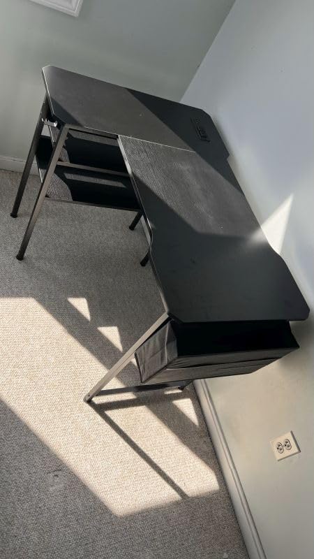 Acrolix L Shaped Gaming Desk 40 Inch - Computer Corner Desk with Power Outlets, Reversible Shelves & Storage Bag for Home Office, PC Gaming Table, Black Carbon customer photo 1