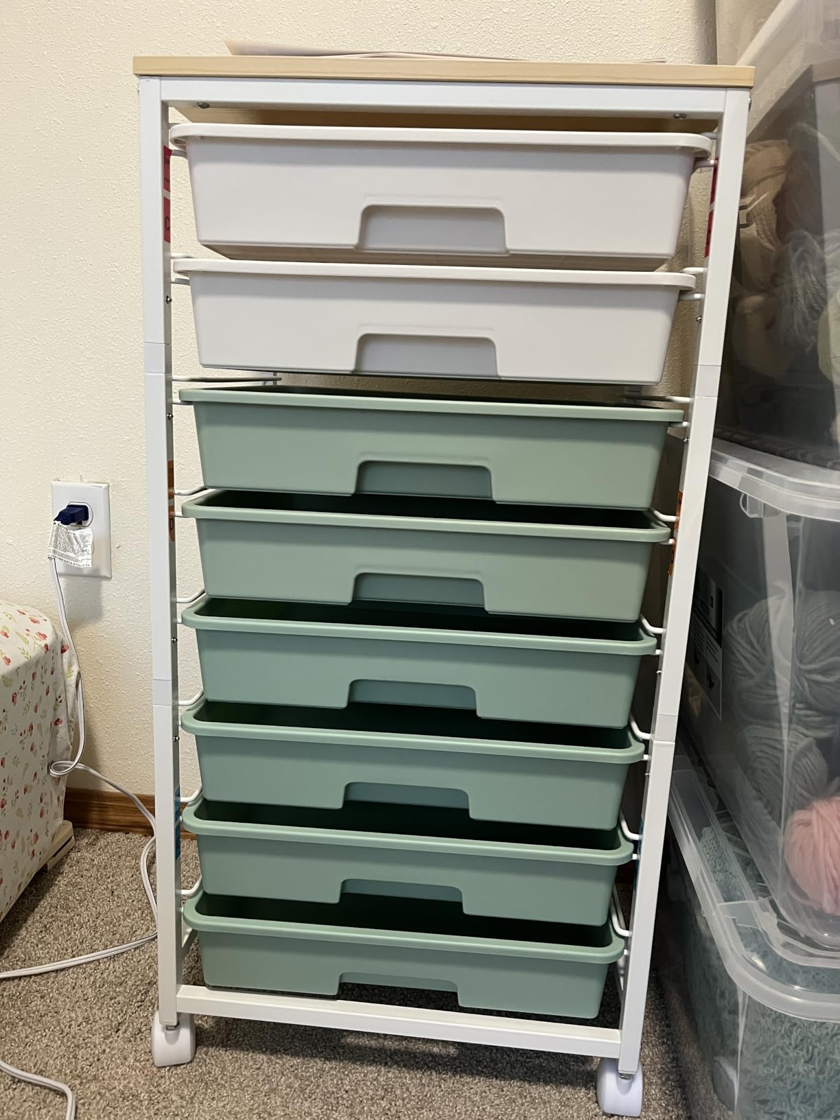 SYKIARIOL Rolling Cart with Drawers,Craft Organizers and Storage, Green customer photo 1