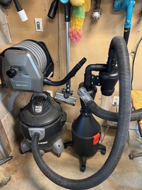 2 in 1 Dust Cyclone Collector Separation Vacuum Cleaner Wall Mounted Wheeled Modes Dust Collector Woodworking Tools Contractor Polish Pollen Ash etc Focusing Small Dust (Whole Rocket Set) customer photo 1