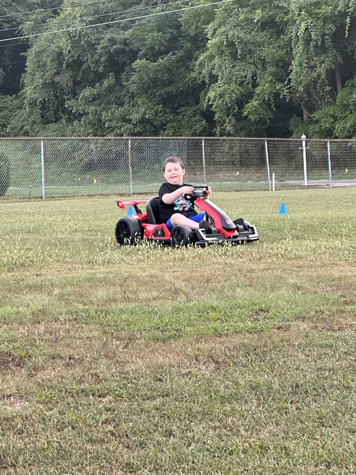 KerryYoo K61 Go Kart Electric Drift Kart with Length Adjustable Seat, 24V Ride on Toys with 4 Speed Mode,300W Outdoor Ride On Crazy Kart, 8.5 MPH, Bluetooth - Blue customer photo 2