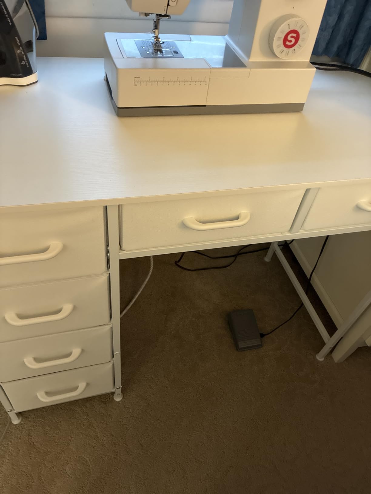 ODK 40 Inch White Computer Desk with 6 Drawers customer photo 1