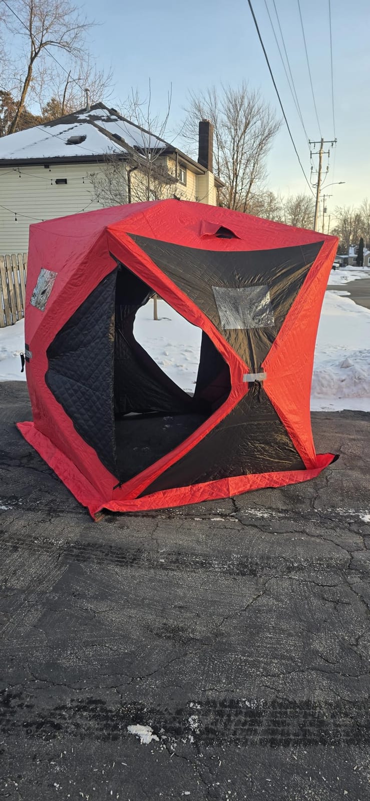 Garvee Pop Up Ice Fishing Shelter and Insulated Ice Fishing Tent with 49ft LED Light Strip, Windproof Portable Hub Design, Fits 1-8 People, 25-69 sq ft Fishable Area customer photo 1