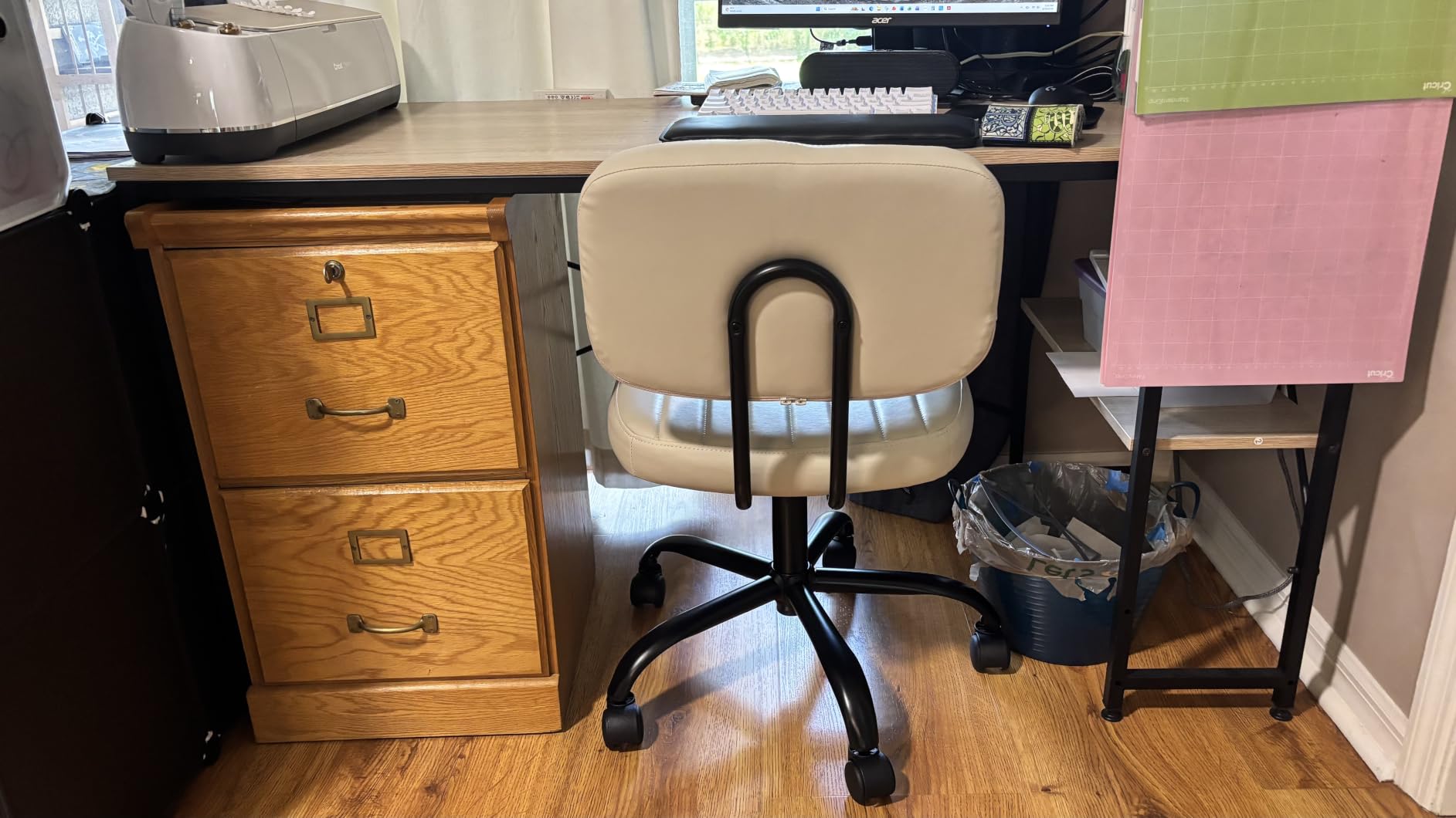 DUMOS Armless Office Desk Chair, Small Vanity Chair with Lumbar Support customer photo 2