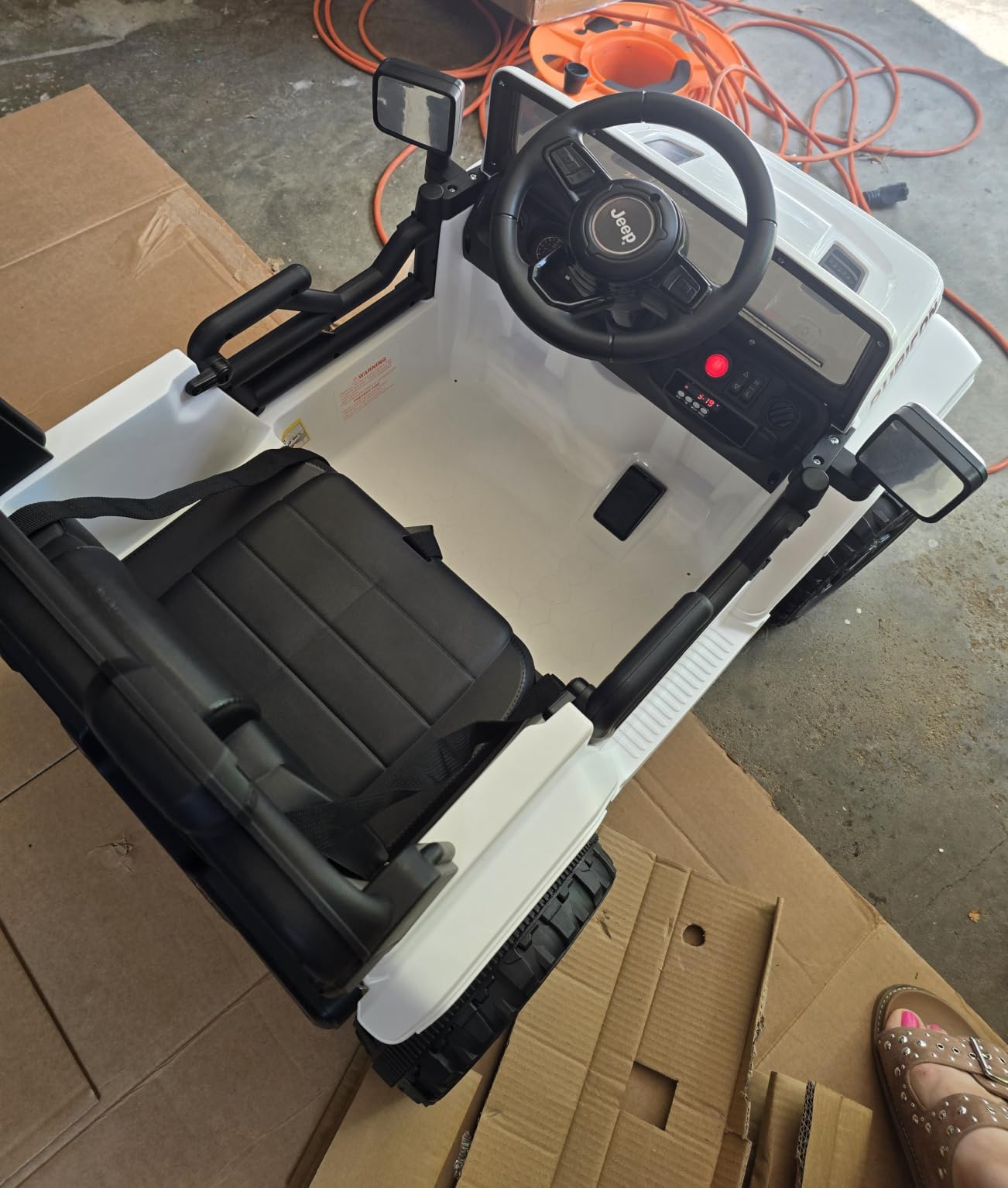 First Ride On 12V Licensed Jeep Wrangler Rubicon Ride on Toys, Jeep Car for Kids with Remote Control, Compact Electric Car W/ 3 Point Safety Belt, Bluetooth, LED Lights, Treaded Tires (Black) customer photo 1