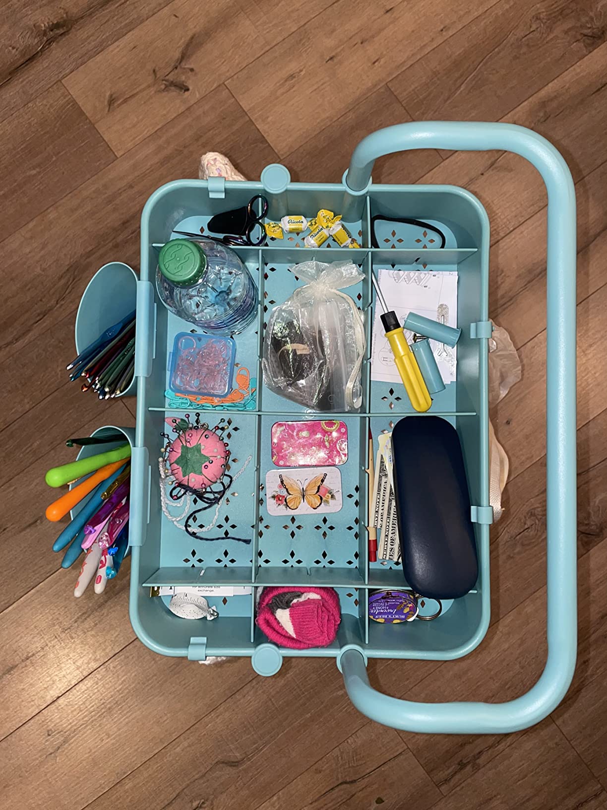 ALVOROG Rolling Storage Cart with 5 Drawers,Pegboards,Wooden Top,Bins,White customer photo 2