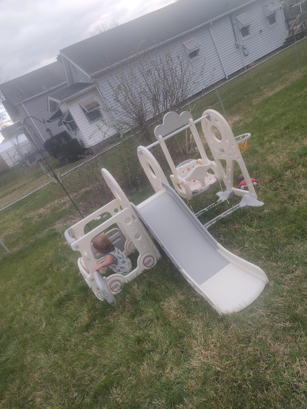 BIERUM 5-in-1 Bus Themed Toddler Slide Swing Set for Kid 1-3 Home/Backyard customer photo 1